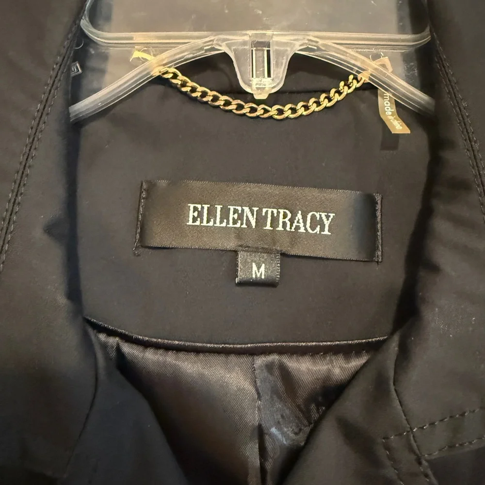 Ellen Tracy double-breasted trench coat in navy blue size M - Picture 2 of 9